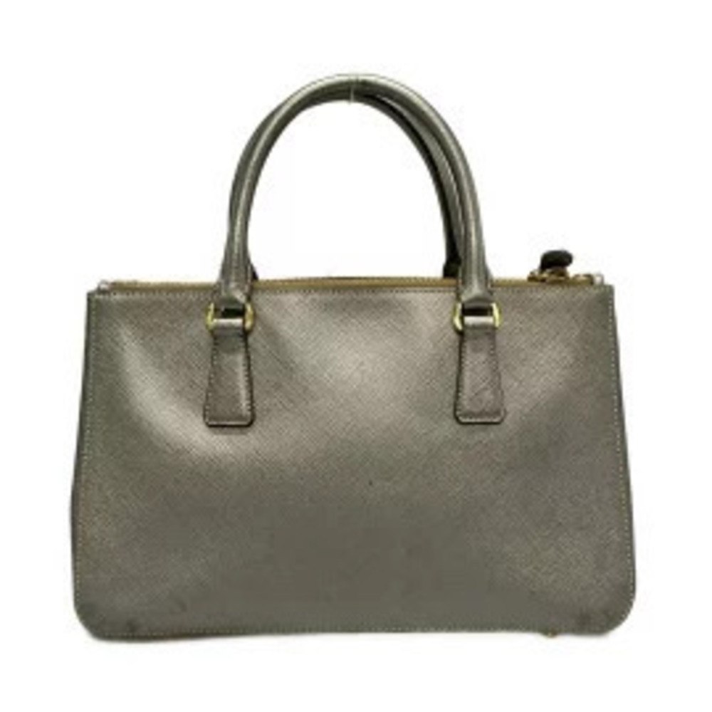 Prada Silver Tote Leather Bag Galleria Silver